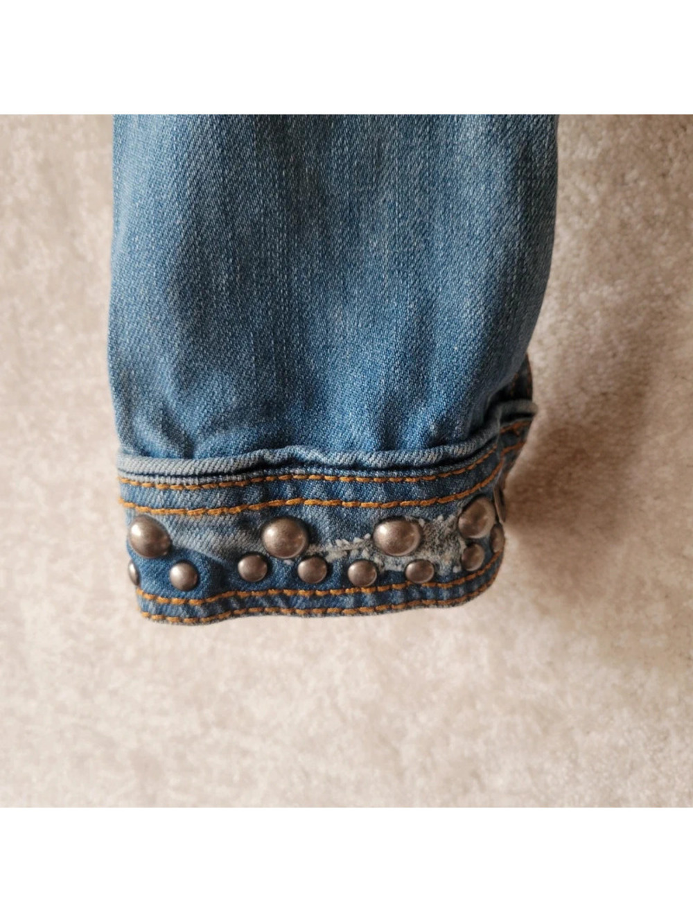 Stetson Studded Denim Jacket Womens Small Blue Button Pockets Country Western - Picture 8 of 14